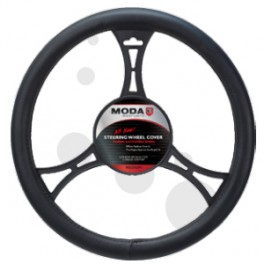 9013 Smooth Leatherette Steering Wheel Cover Large Black