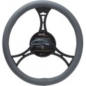 9015 Smooth Leatherette Steering Wheel Cover Medium Grey